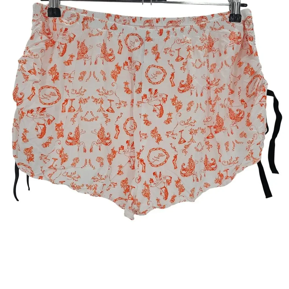 Savage X Fenty Womans size XL Satin Side Ruched Tap Pants Sleep Shorts Orange